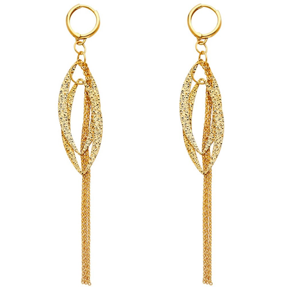 14K Yellow Gold Hanging Earrings for Women